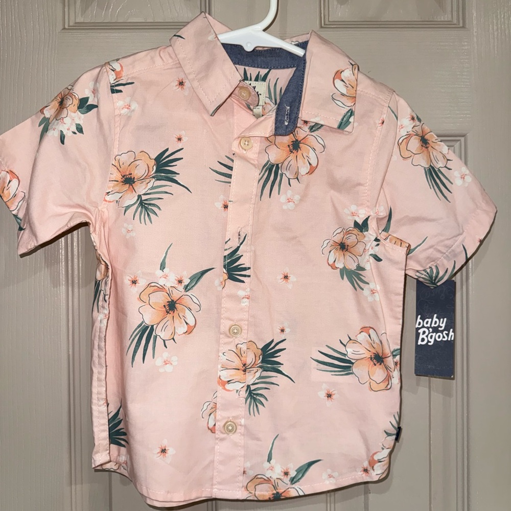 Baby B’gosh Boys Floral Button-Up Shirt – Size 24M NWT
